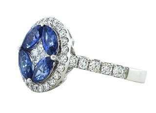 18kt white gold marquise sapphire and diamond ring
