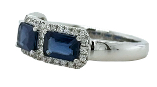 18kt white gold sapphire and diamond band