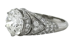 Platinum 2.97ct RBC diamond ring. Size 6.5
