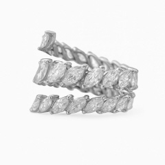 Platinum marquise diamond snake ring