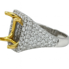 18kt two-tone pave diamond semi-mount ring