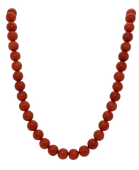 18kt yellow gold oval catch and coral bead necklace
