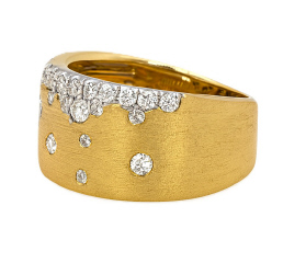 14kt yellow gold scattered burnish set diamond band