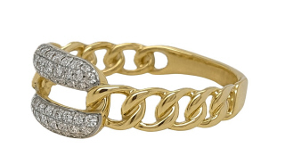 14kt yellow gold chain link diamond ring