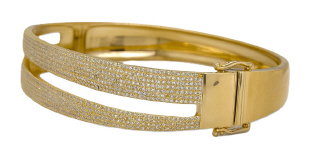 14kt yellow gold pave diamond bangle