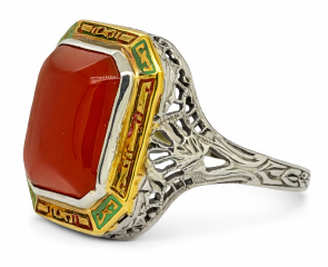14kt white gold bezel set carnelian ring