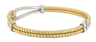 18kt two tone Tubogas cuff diamond bangle bracelet. 6.5".