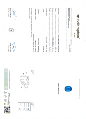 Platinum cushion cut sapphire and half moon diamond 3-stone ring.