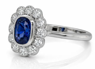18kt white gold sapphire and diamond ring.
