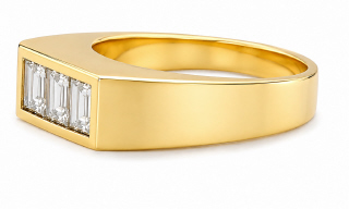 18kt yellow gold channel set asscher diamond ring