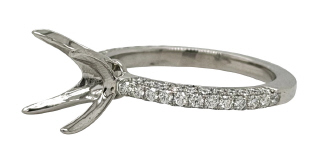 Platinum 3 row pave daimond half way semi-mount ring