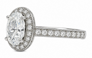 18kt white gold diamond halo engagement ring