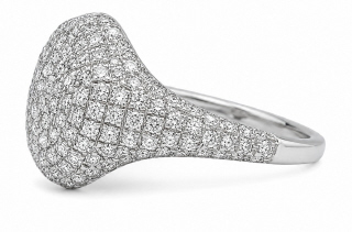 14kt white gold pave diamond pinky ring size 3