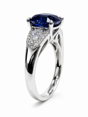 18kt white gold sapphire and diamond ring.