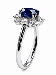18kt white gold sapphire and diamond ring.