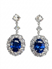 18kt white gold sapphire and diamond dangle earrings.