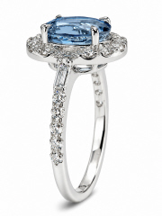 18kt white gold aqua and diamond ring.