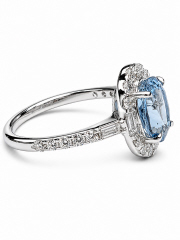 18kt white gold aqua and diamond ring.