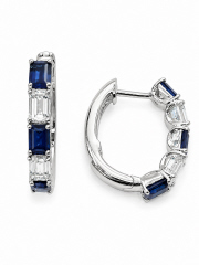 18kt white gold sapphire and diamond hoop earrings.