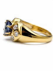 14kt yellow gold sapphire and diamond ring.