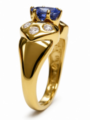 14kt yellow gold sapphire and diamond ring.