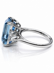18kt white gold aqua and diamond ring.