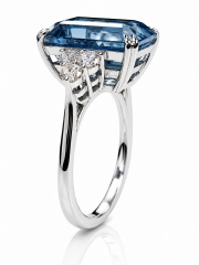 18kt white gold aqua and diamond ring.