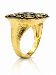 18kt yellow gold Alex Sepkes style diamond fashion ring.