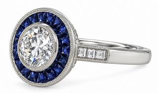 LAB GROWN - Platinum sapphire and bezel set lab grown diamond ring