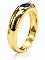 14kt yellow gold oval sapphire gypsy ring.