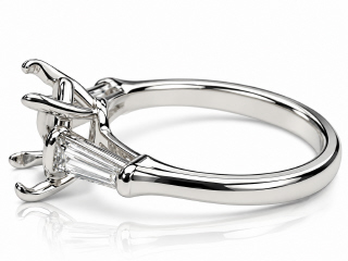 Platinum tapered baguette diamond semi-mount.