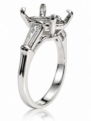 Platinum tapered baguette diamond semi-mount.