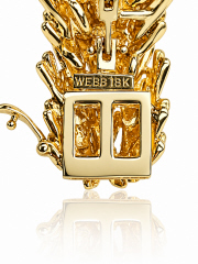 18kt yellow gold David Webb textured gold foliage diamond bracelet.