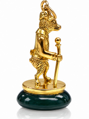14kt yellow gold antique Victorian "Anthropomorphic" bear watch Fob with bloodstone base.