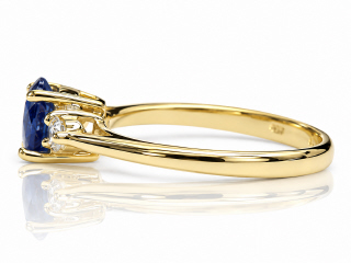 14kt yellow gold sapphire and diamond ring.