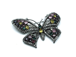 18kt white gold butterfly pin