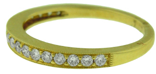 18kt yellow gold bead set diamond band