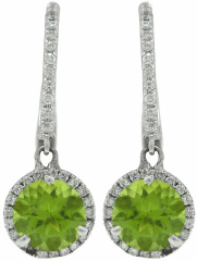 18kt white gold hanging peridot martini earrings