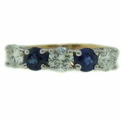 14kt yellow & white gold diamond & sapphire ring