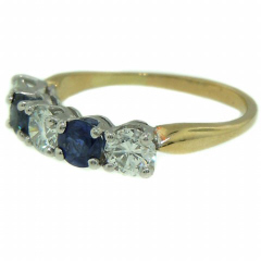 14kt yellow & white gold diamond & sapphire ring