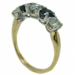 14kt yellow & white gold diamond & sapphire ring