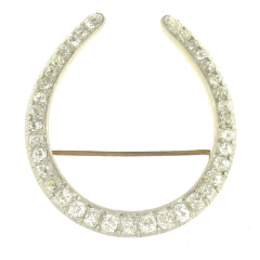 Platinum on 18kt yg antique dia horseshoe brooch