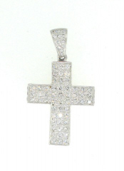 14kt white gold diamond cross pendant