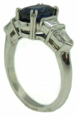 Platinum sapphire and diamond ring