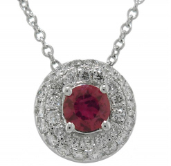 18kt white gold ruby & diamond pendant