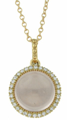 18kt rose gold cabachon morganite diamond pendant with chain