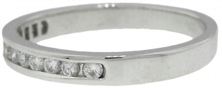 14kt white gold half way diamond channel band