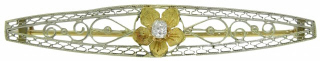 14kt white and yellow gold antique style bar pin