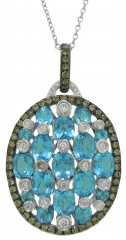 18kt white gold blue topaz and diamond pendant