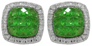 18kt white gold tsavorite and diamond earrings